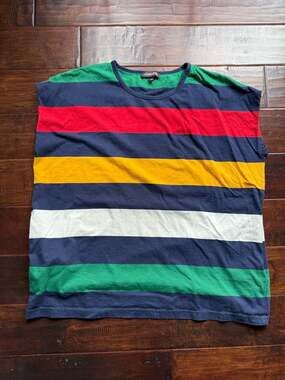 Hudson's Bay Company Signature Stripe Sleeveless T-Shirt Size Large pockets!